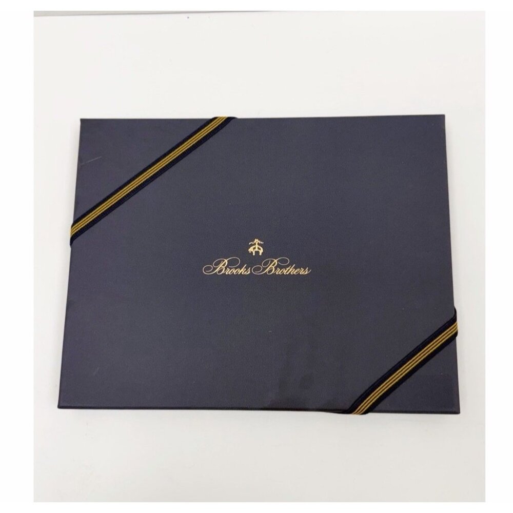 BROOKS BROTHERS NAVY EMPTY GIFT BOX 12.5" x10" x1" WITH BAND